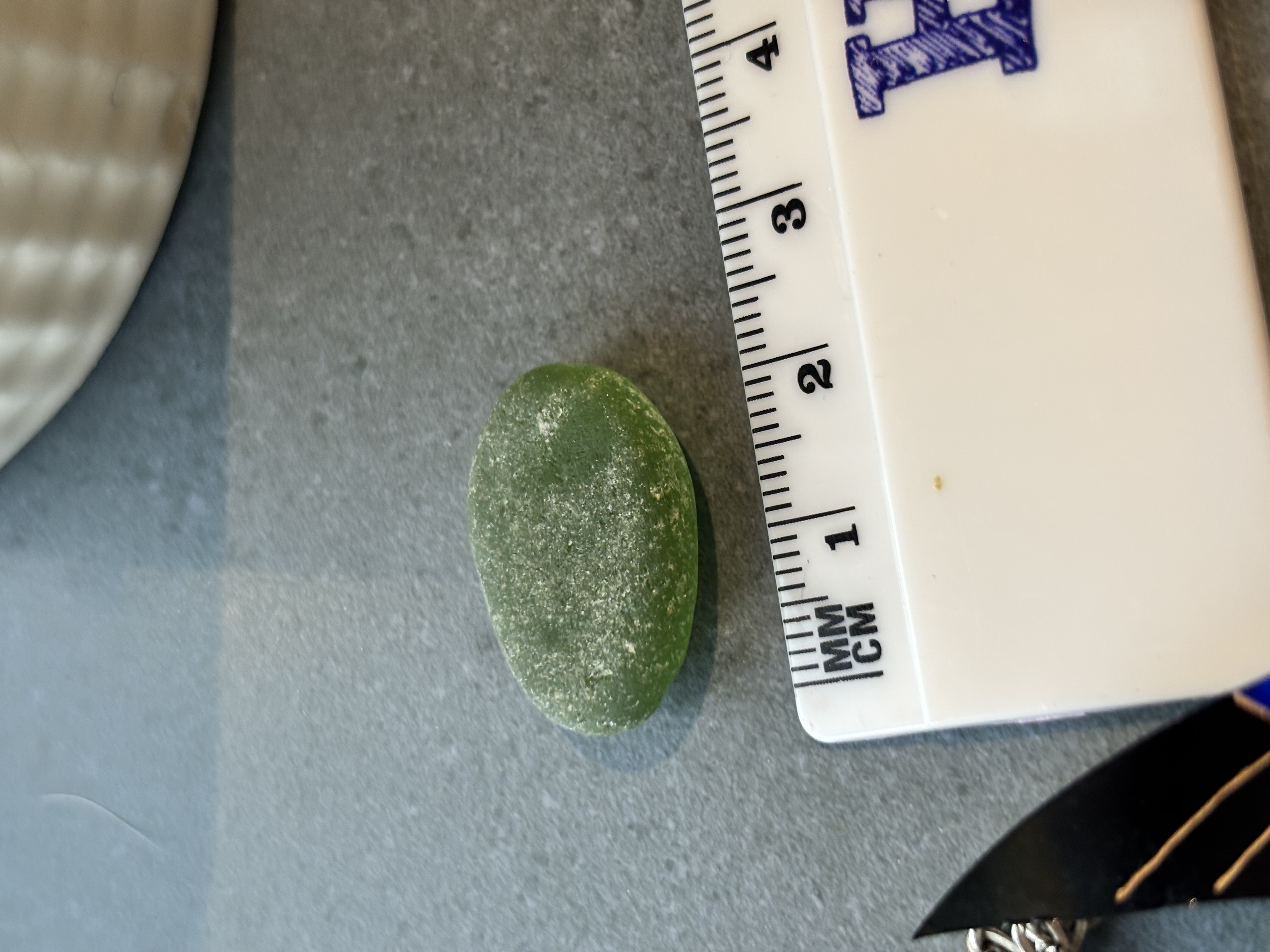 Forest Green sea glass found at Hastings